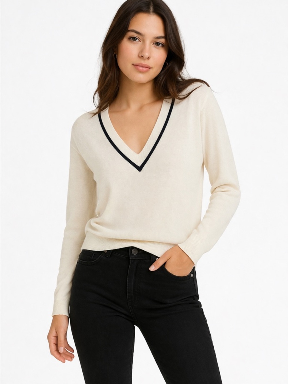 J. Crew lightweight soft knit cotton vneck sweater